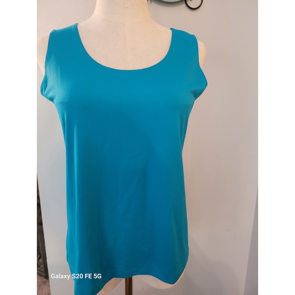 Chicos SZ 1 Womens Blue Soft Stretchy Classic Pullover Tank Top Quiet Luxury